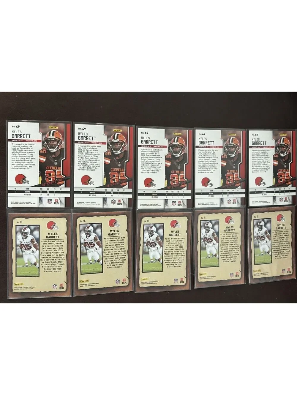 MYLES GARRETT PANINI PLAYOFF/NOTORIETY NM LOT OF 9 + BLUE GOAL LINE INSERT